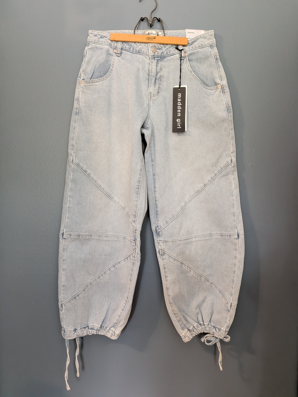 madden girl Light Wash Drawstring Hem Women's Jeans